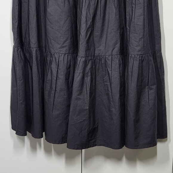 Aritzia Little Moon Delphi Poplin Dress Puff-Sleeve Tiered Women's Size S Black - Picture 6 of 11